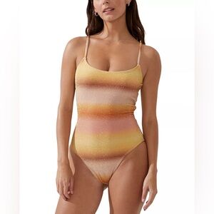 Cotton On Women's Glitter Ombre Scoop Neck One Piece Swimsuit Size Medium